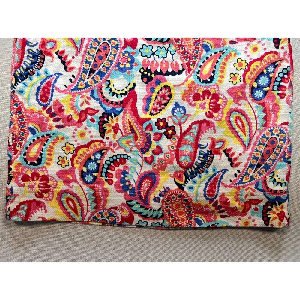 Talbots Women's Cotton Pencil Skirt Flat Front Sz 8p Multicolor Paisley Back Zip - Picture 6 of 11